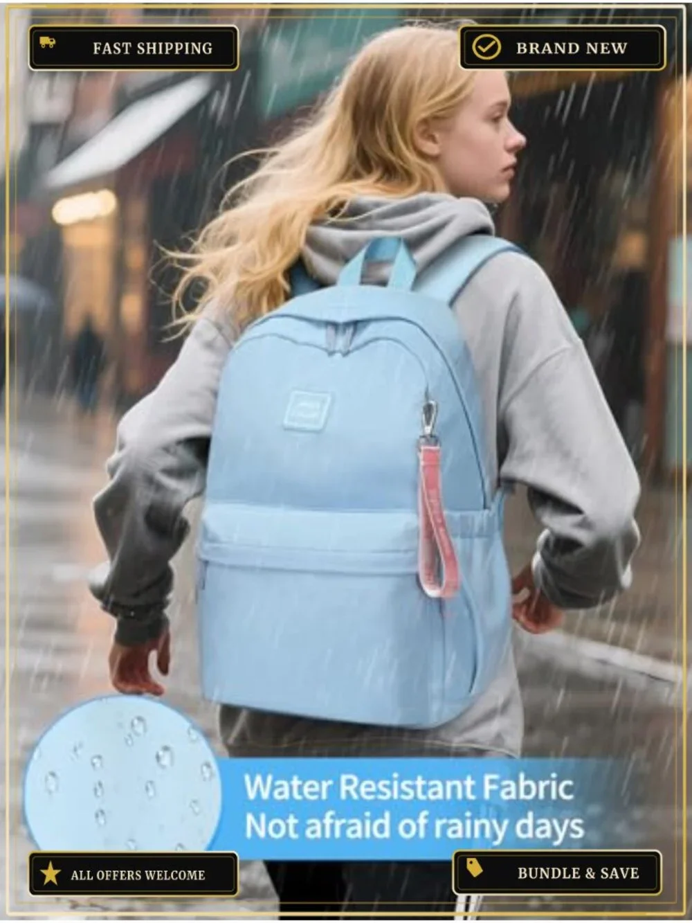 Large School Backpack for Teens & College, Water-Resistant Laptop Bookbag,
